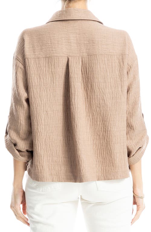 Max Studio Collared Textured Shirt In Mushroom