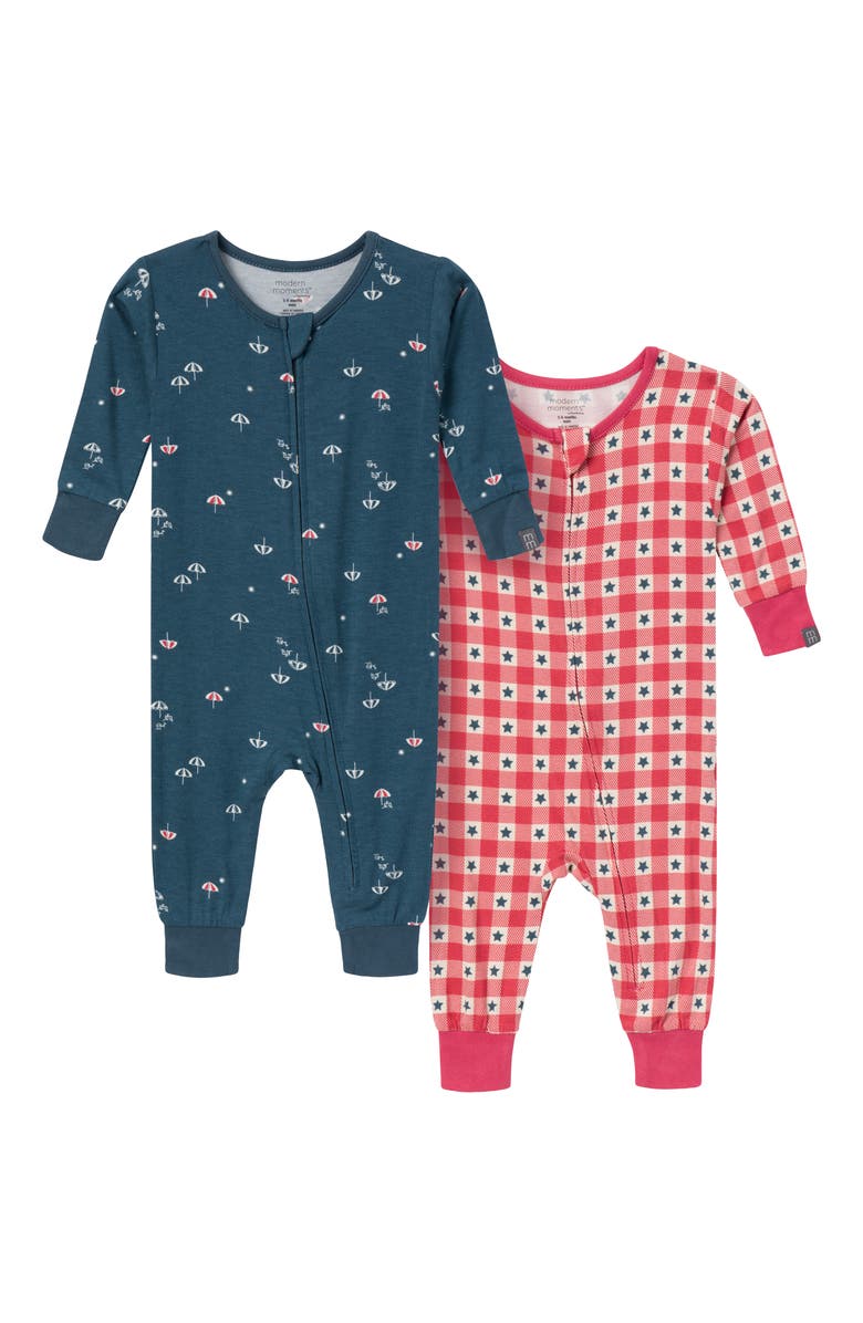 Modern Moments<sup>™</sup> by Gerber 2-Pack Unisex Tight Fitting Footless Pajamas, Alternate, color, Blue Umbrella