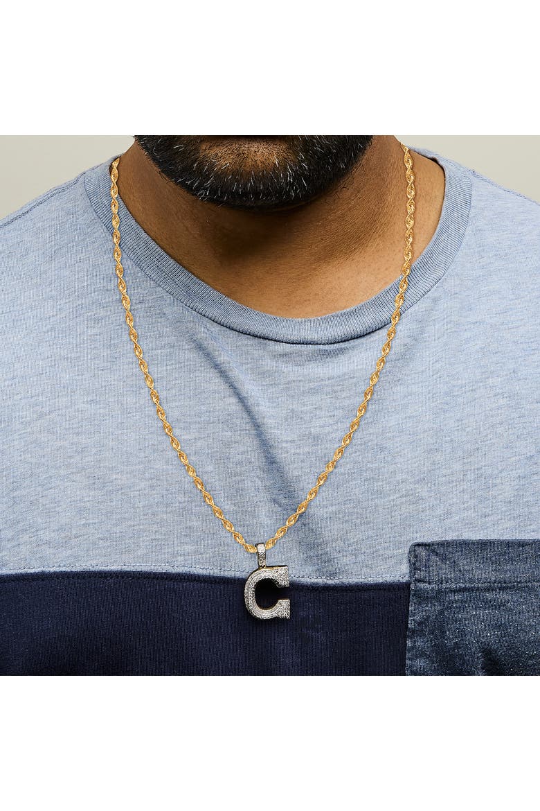 Men's 10K Yellow Gold 1 3/4 Cttw Diamond Letter C Initial Pendant Necklace, Alternate, color, Yellow Gold