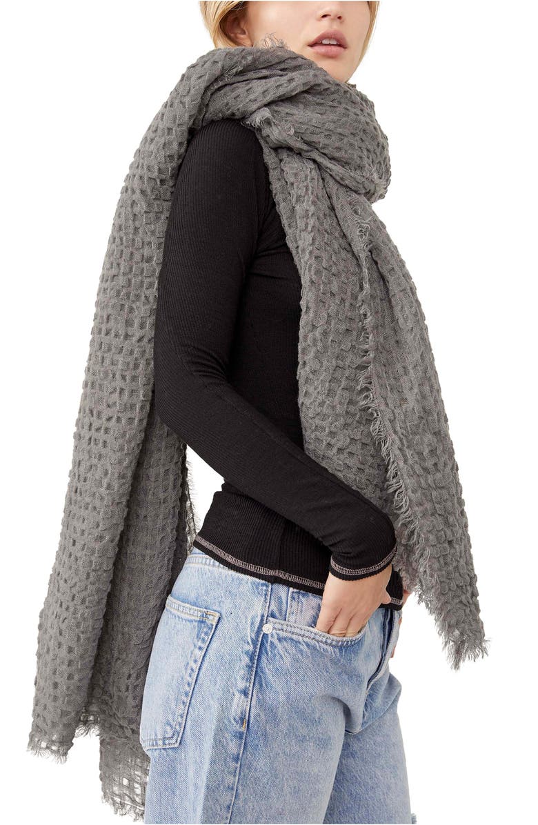 Free People Cotton Waffle Blanket Scarf, Alternate, color,