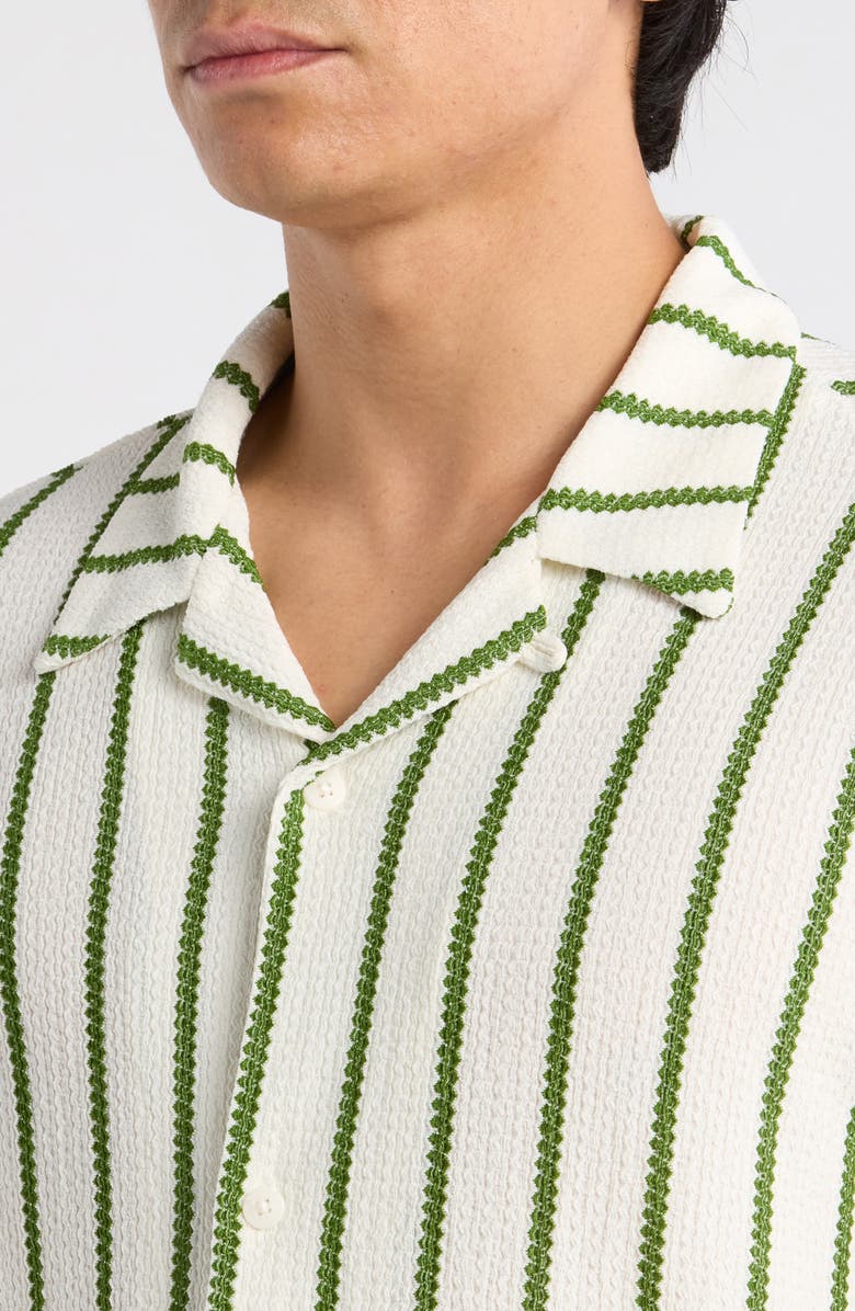 PacSun Naz Stripe Camp Shirt, Alternate, color, White/ Green