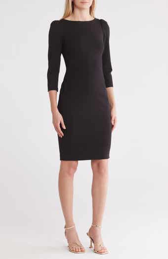 Calvin Klein Three-Quarter Sleeve Scuba Crepe Sheath Dress