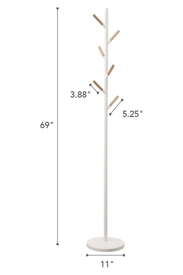 Wood Tipped Steel Coat Rack, Alternate, color, WHITE