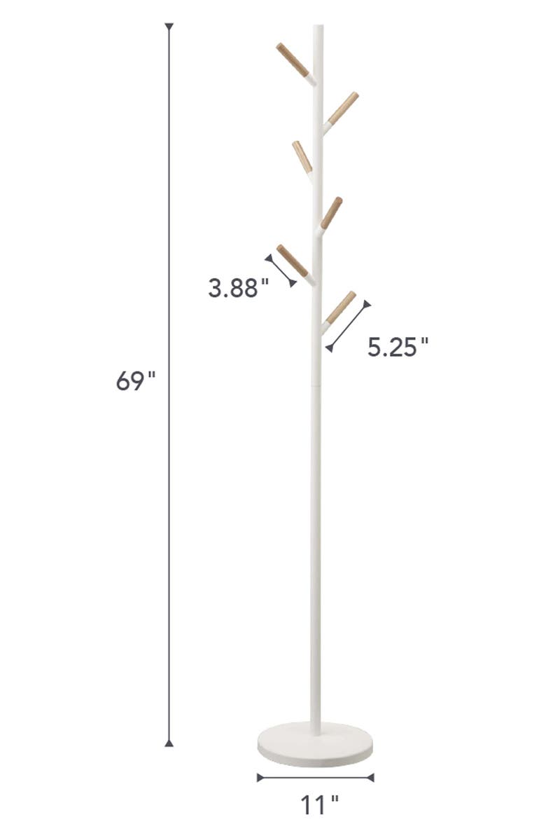 Yamazaki Wood Tipped Steel Coat Rack, Alternate, color, White