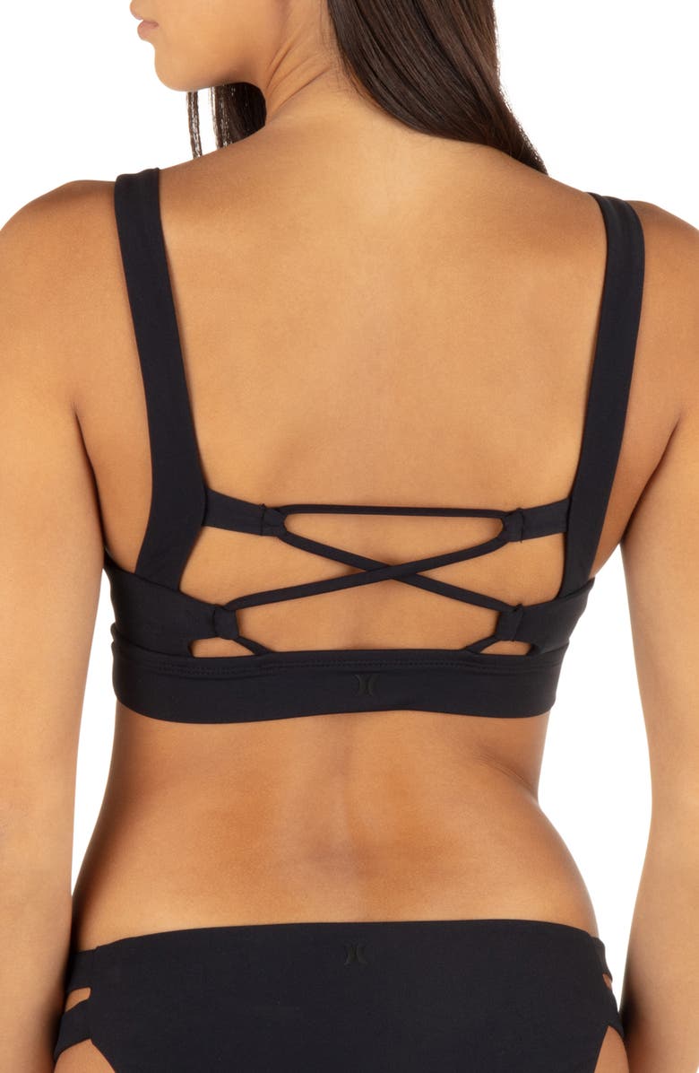 Hurley Max Solid Tab Bikini Top, Alternate, color, Black