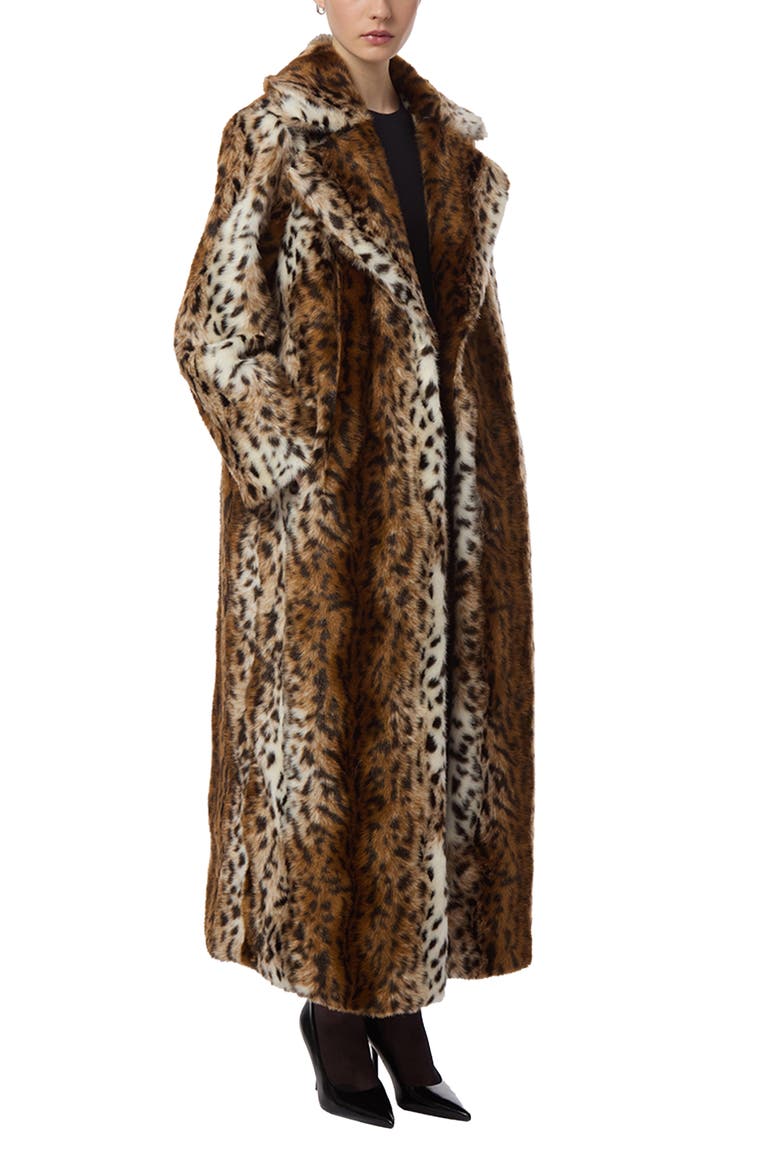 Gabrielle Faux Fur Maxi Coat, Alternate, color, LEOPARD
