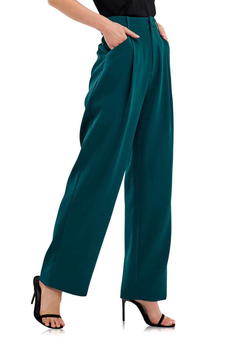 Classic Pleated Suit Trousers, Alternate, color, EMERALD