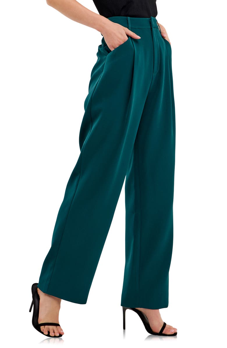 Endless Rose Classic Pleated Suit Trousers, Alternate, color, Emerald
