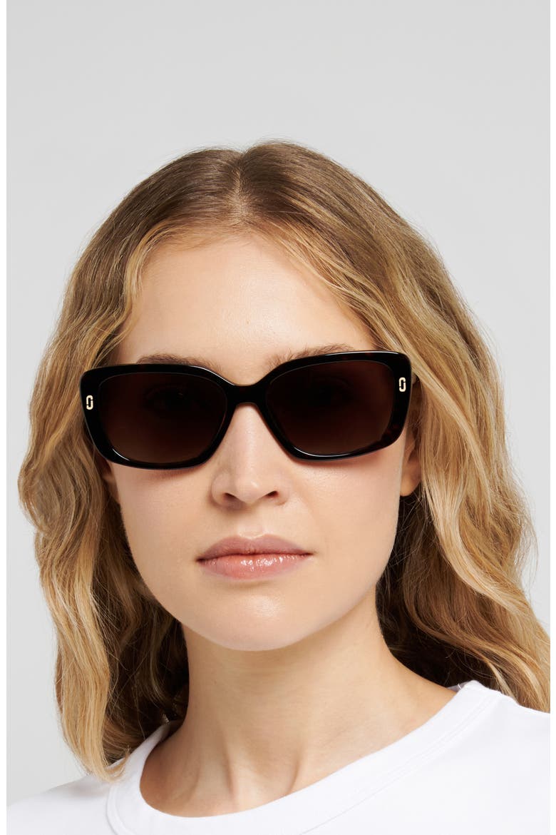57mm Gradient Rectangular Sunglasses, Alternate, color, HAVANA/ BROWN SF