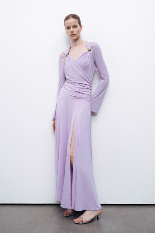 NOCTURNE NOCTURNE LONG SLEEVE MAXI DRESS WITH ACCESSORY DETAIL