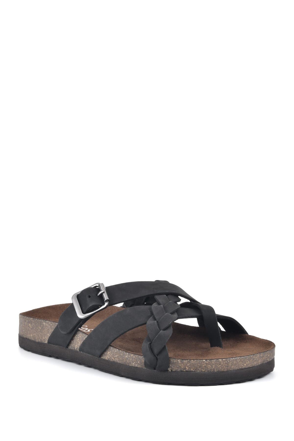 White Mountain Footwear Harrington Leather Footbed Sandal, Main, color, Black/Nubuk