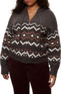 Sanctuary Fair Isle Zip-Up Sweater Hoodie