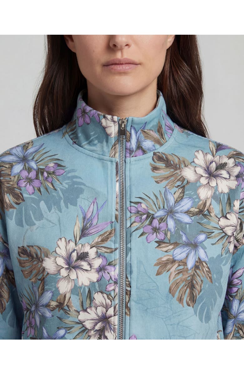 Lords of Harlech Exotic Floral Womens Cropped Zip Jacket, Alternate, color, Exotic Floral Teal