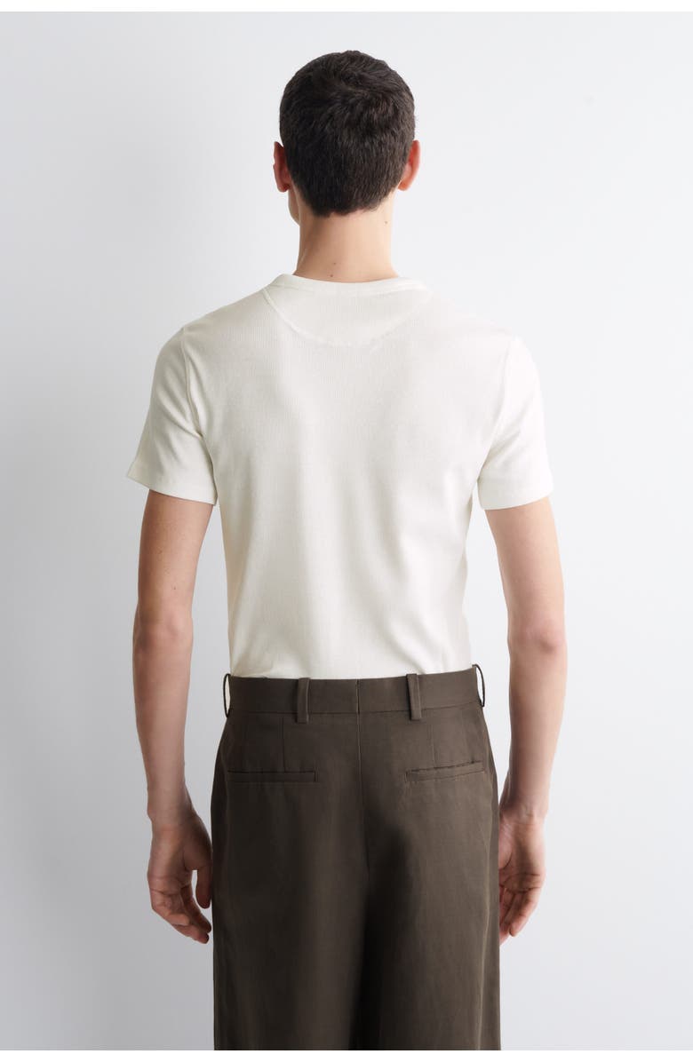 COS Slim-Fit Ribbed Henley T-Shirt, Alternate, color, Off-White