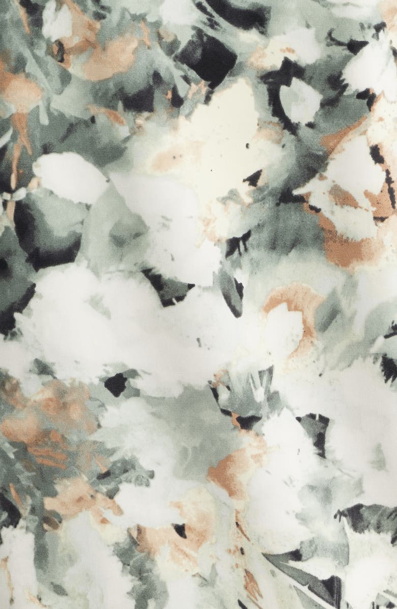 Anne Klein Printed Ruffle Tie Neck Top, Alternate, color, Soft Aloe Multi