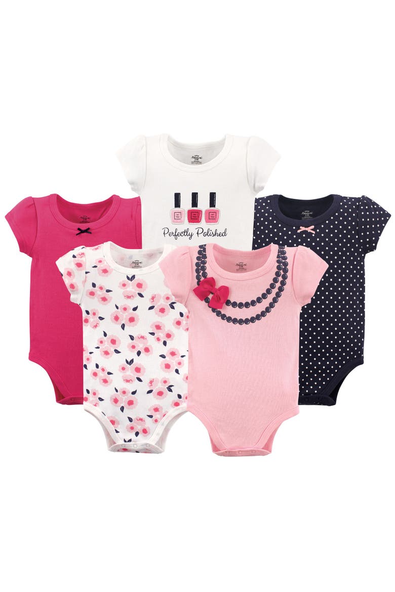 5Pk Bodysuits, Main, color, Bow Necklace