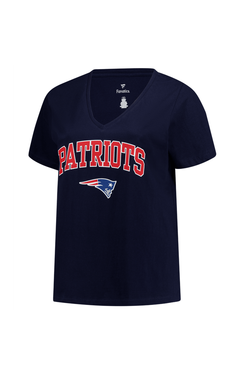 FANATICS Women's Fanatics Navy New England Patriots Plus Size Arch Over Logo V-Neck T-Shirt, Alternate, color, Navy