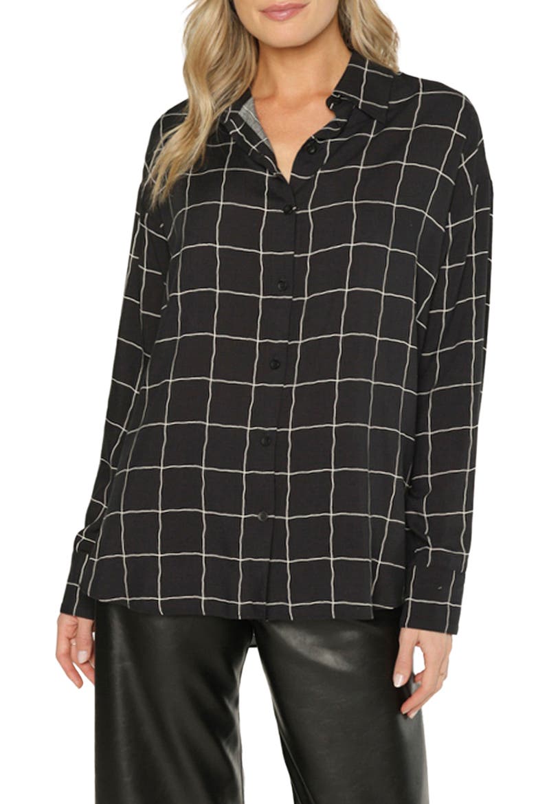 Monroe Button Front Shirt, Main, color, BLACK