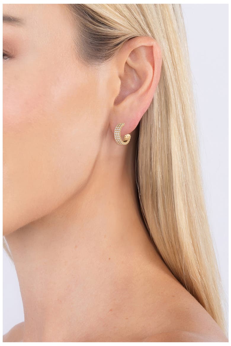 Anna Cubic Zirconia Huggie Hoop Earrings, Alternate, color, GOLD
