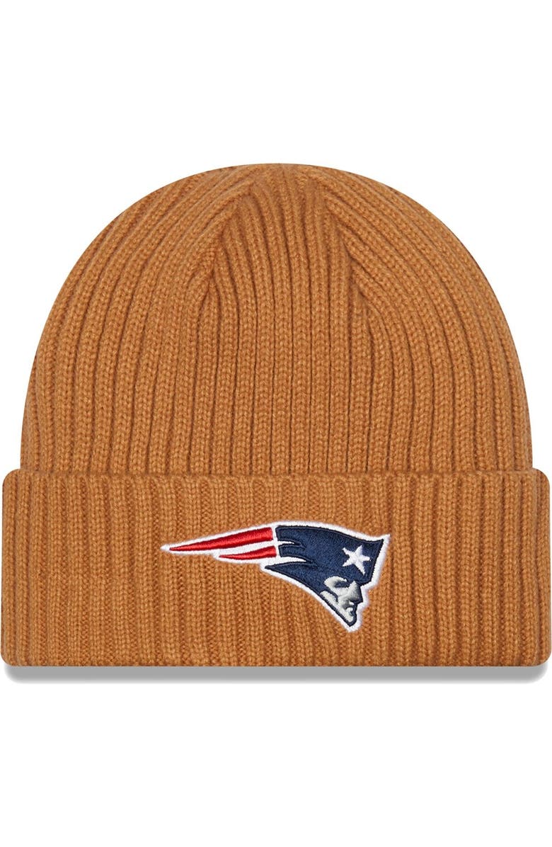 New Era Men's New Era Brown New England Patriots Core Classic Cuffed Knit Hat, Main, color, 