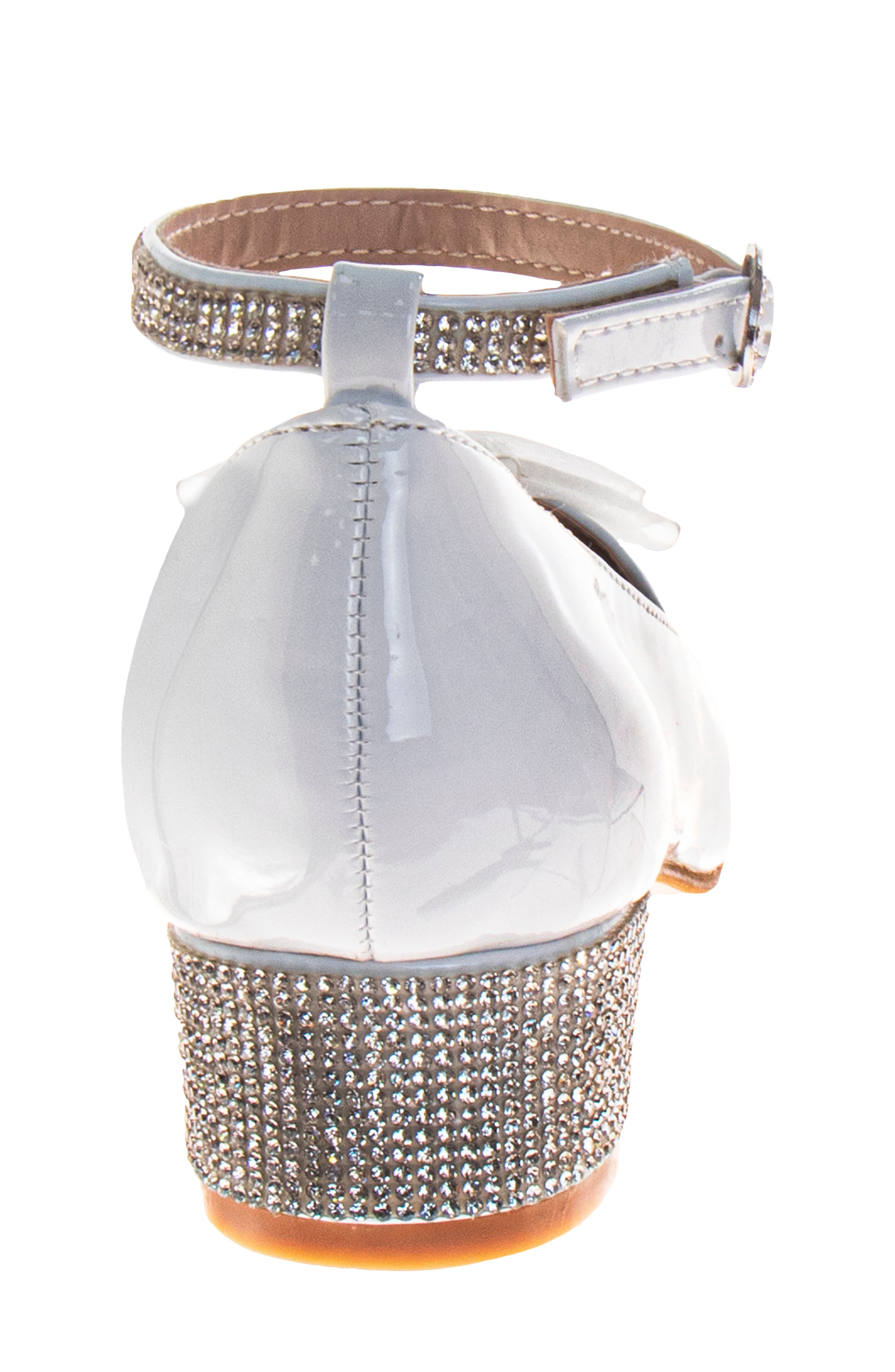 Badgley Mischka Collection Kids' Crystal Heart Ankle Strap Pump, Alternate, color, White Patent