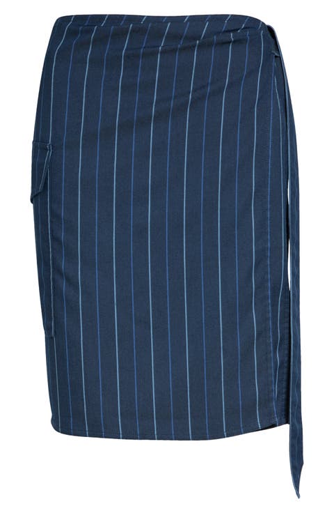 Striped Wrap Miniskirt