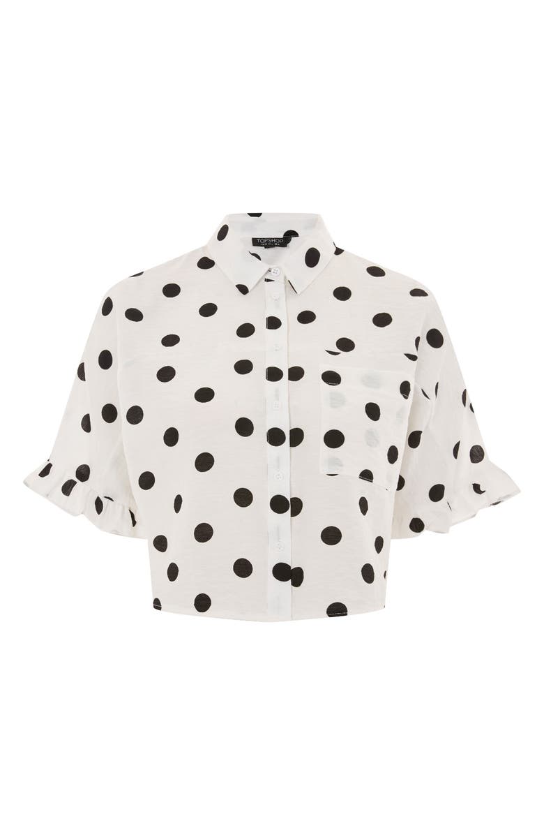 Topshop Fifi Frill Spot Shirt, Alternate, color, 
