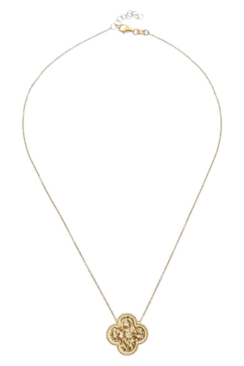 Clover Diamond Pendant Necklace, Main, color, YELLOW