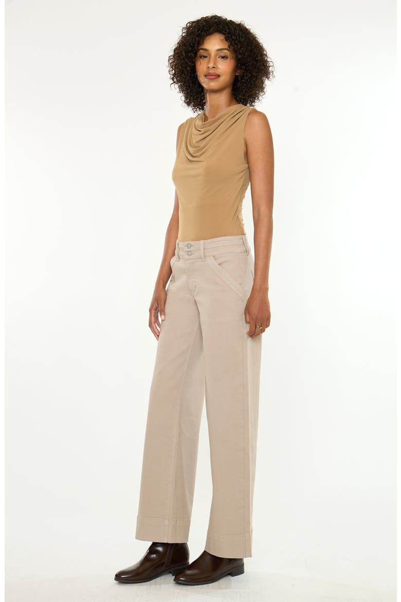 Tamryn Essentials Mid Rise Wide Flare Jeans, Alternate, color, Tan