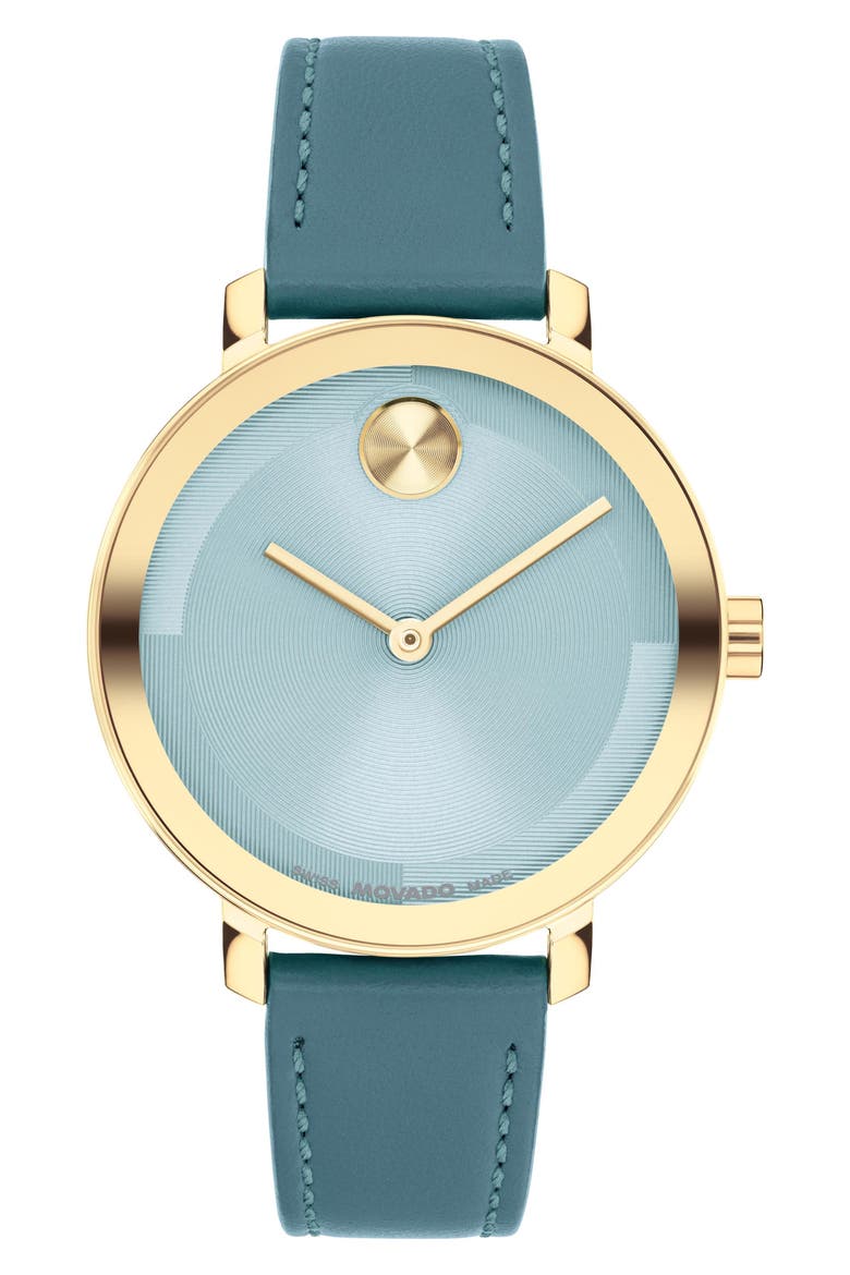 Bold Evolution 2.0 Leather Strap Watch, 20mm, Main, color, BLUE