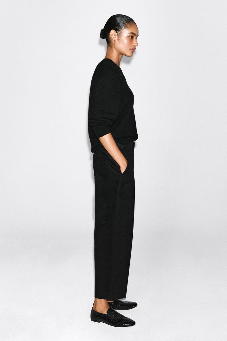 Corduroy Barrel-leg Pants, Alternate, color, BLACK
