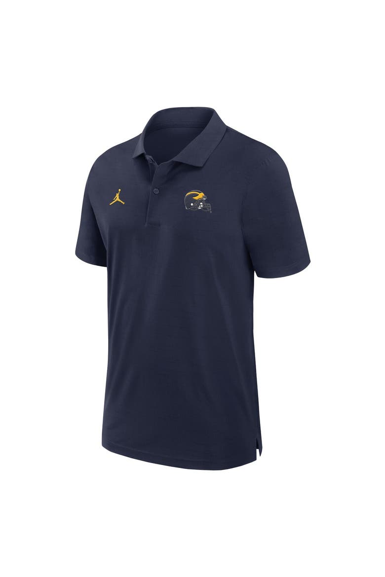 Men's Jordan Brand Navy Michigan Wolverines 2024 Sideline Woven Performance Polo, Alternate, color, Navy