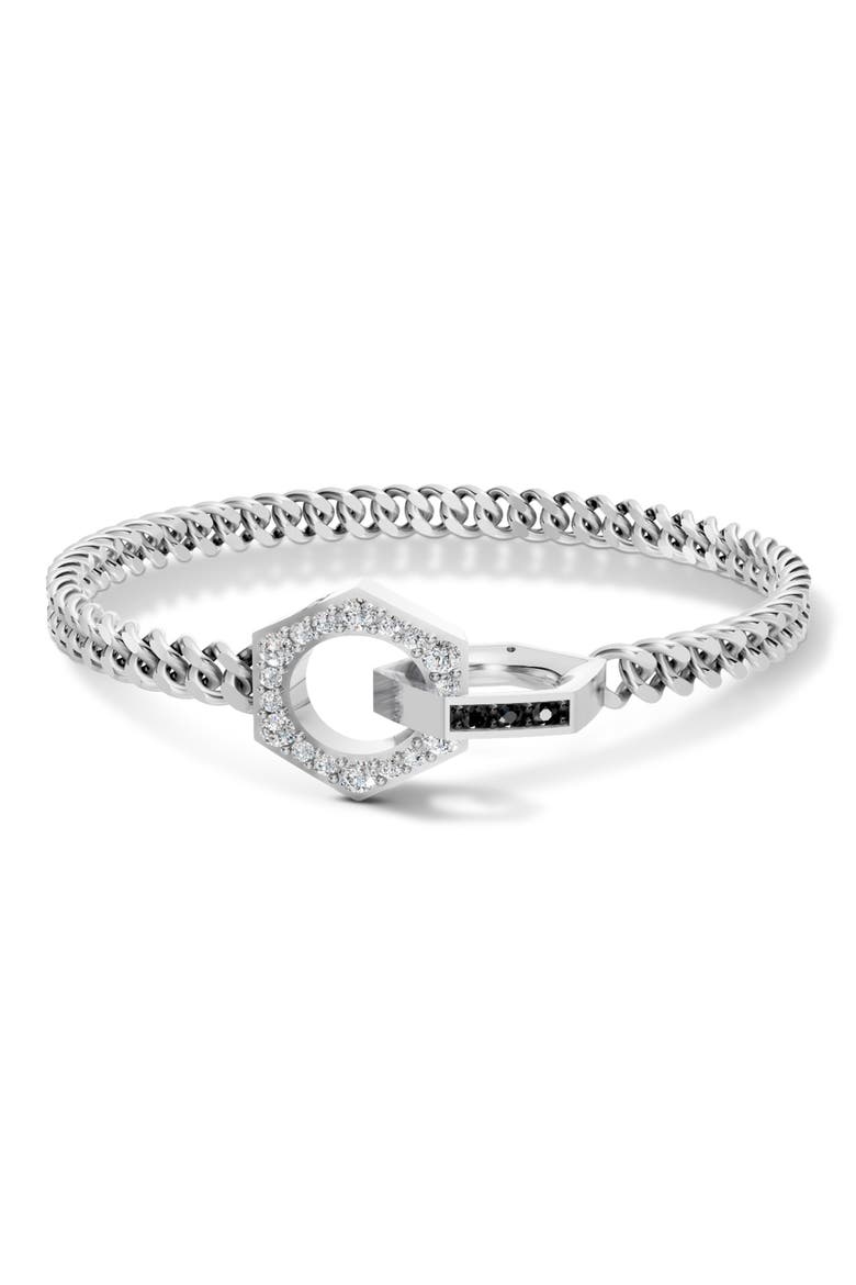 Hex Nut Duo Clasp Lab Grown Diamond Bracelet, Main, color, BLACK/GUNMETAL