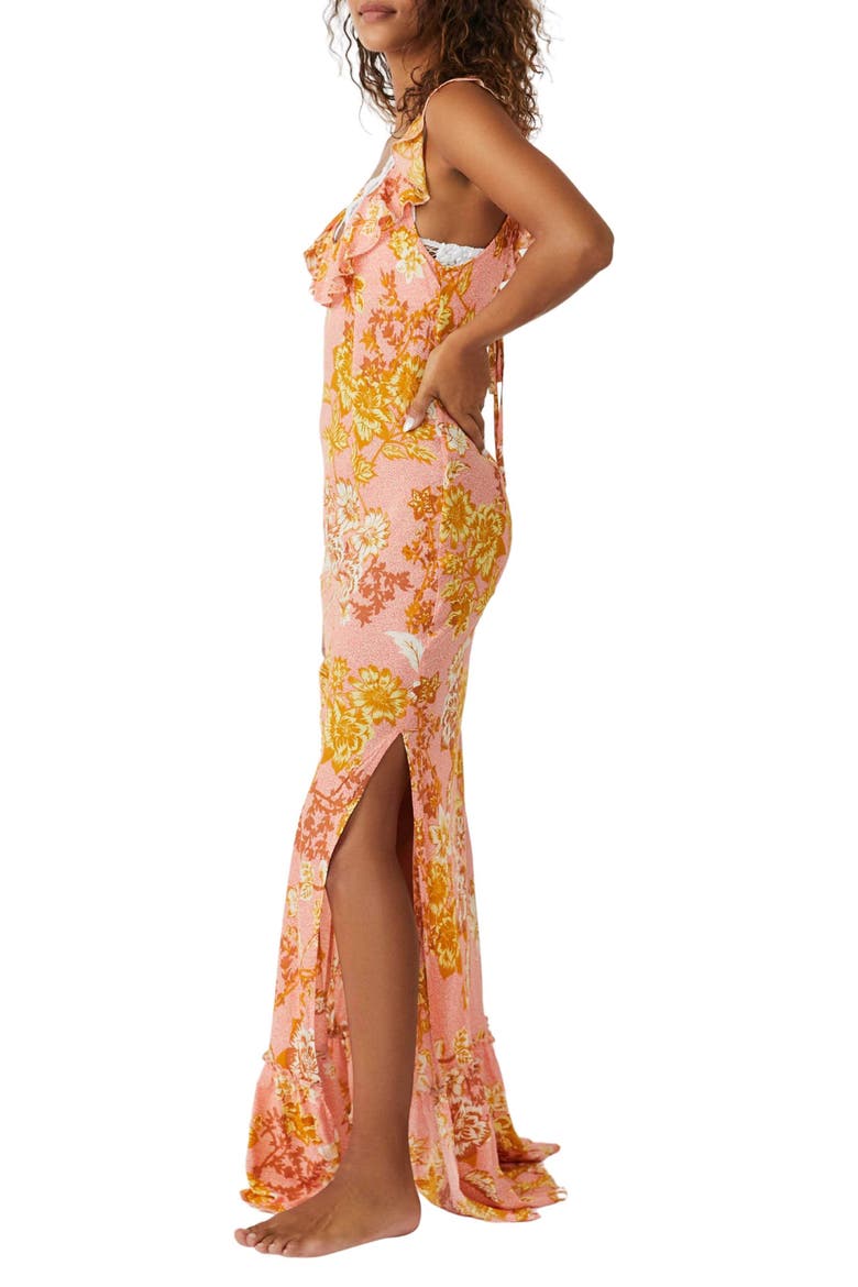 Remind Me Floral Print Maxi Dress, Alternate, color, CORAL COMBO