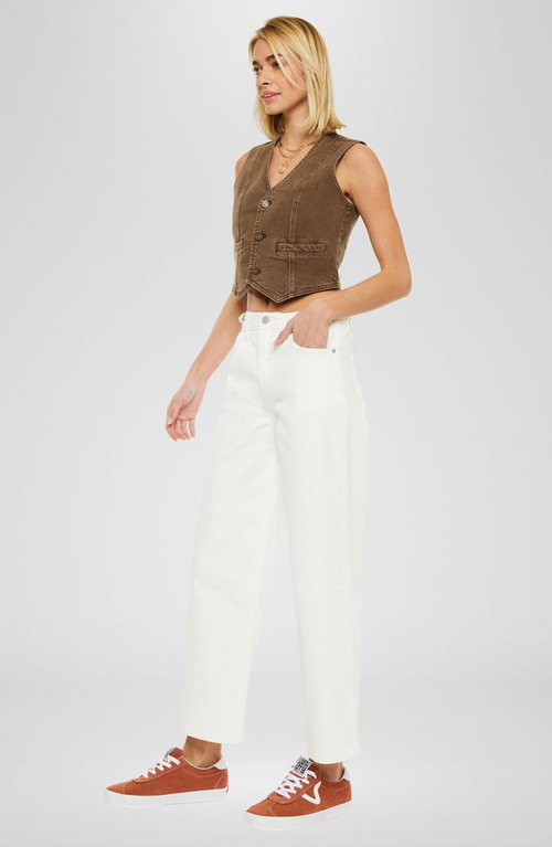 Kancan Calla Ultra High Rise Cropped Wide Leg Jeans In White