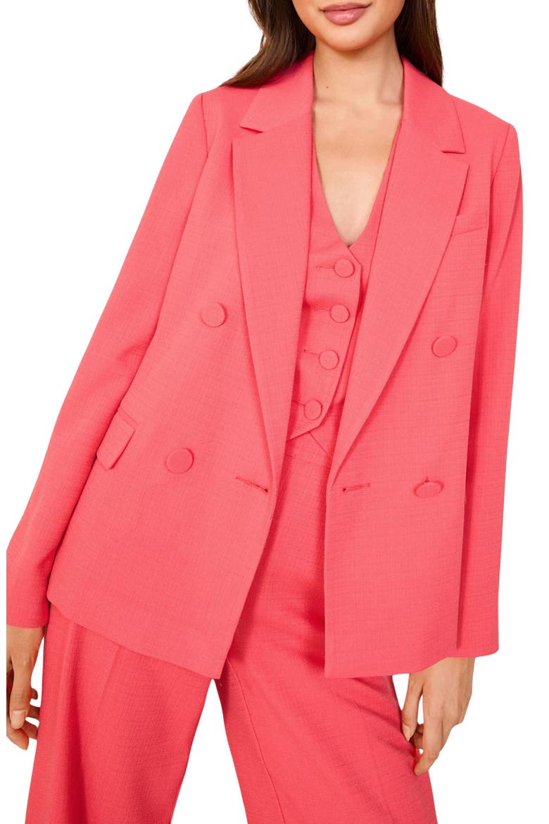 Crosshatch Texture Double Breasted Blazer, Main, color, PINK