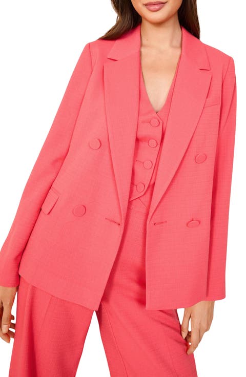 Crosshatch Texture Double Breasted Blazer