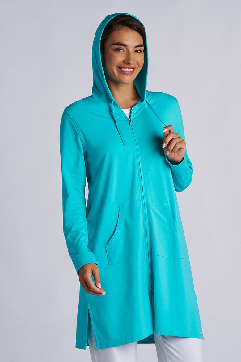 Women's Cabana Long Zip-Up Hoodie, UPF 50+ Sun Protection, Alternate, color, Coolibar Blue