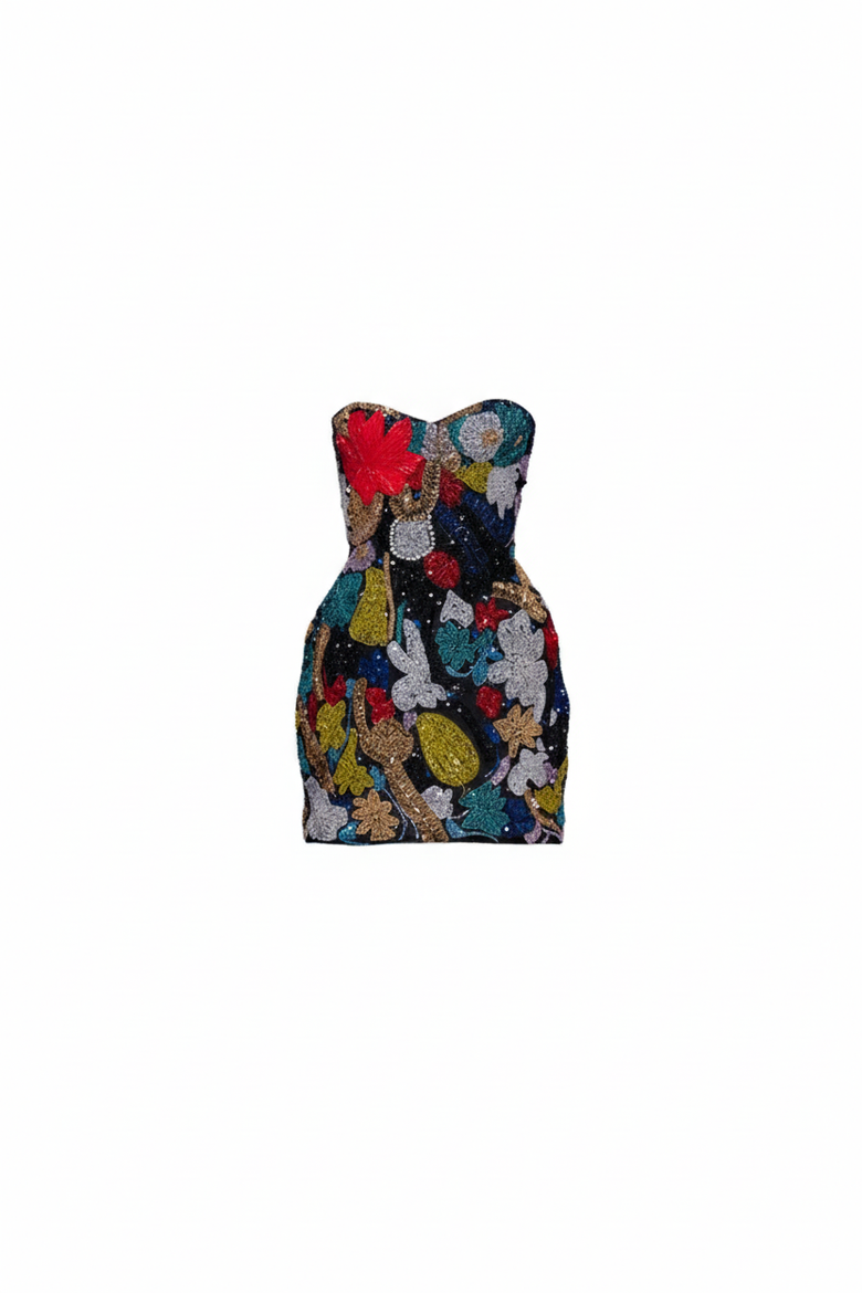Embroidered Corset Mini Amber Dancing Collection, Main, color, Tropical Colors