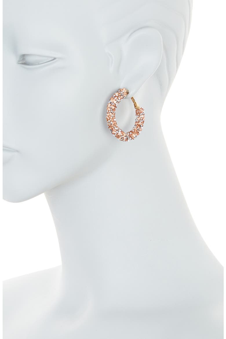 Gold-Tone 30MM Crystal Hoop Earring, Alternate, color, ROSE- GOLD