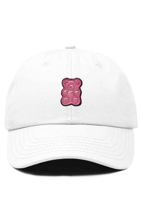 Dalix Pink Gummy Embroidered Casual Cap In White