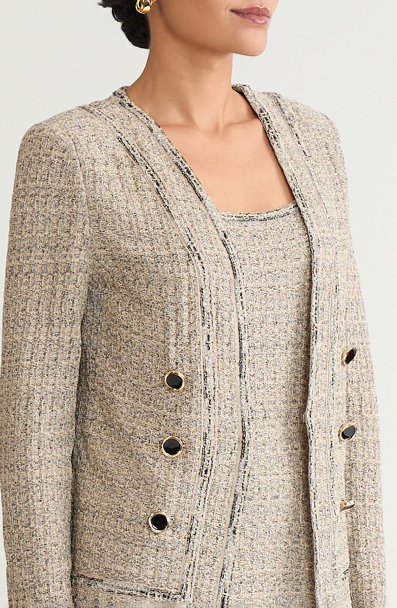 Ming Wang x Tanya Foster Shimmer Tweed Knit Jacket, Alternate, color, Gold/ Black