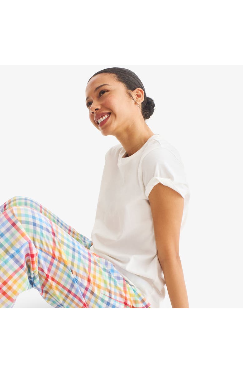 Primary Adult Plaid PJ Pant In Rainbow Plaid, Alternate, color, Ivory Rainbow Plaid