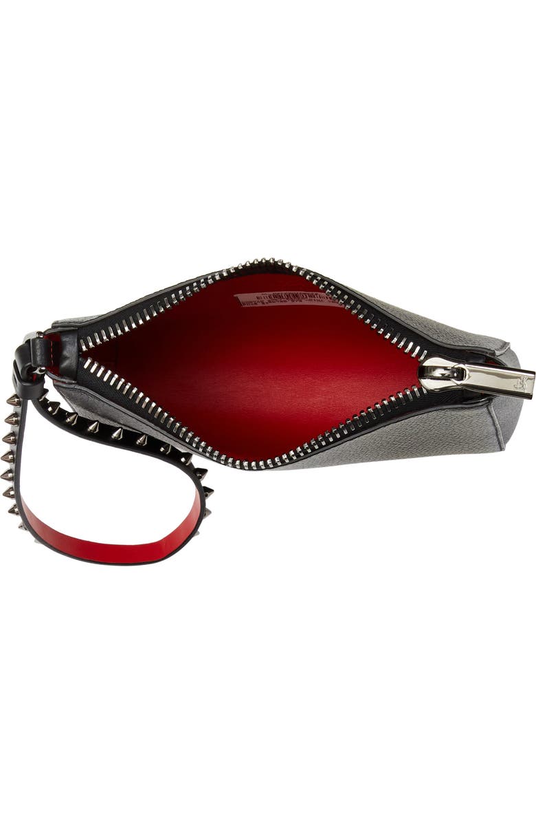 Christian Louboutin Mini Cabata Soft Leather Pouch, Alternate, color, Black/ Gun Metal