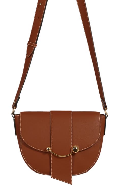 Strathberry Crescent Leather Satchel Tan