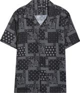 John Varvatos Dan Bandana Print Linen Camp Shirt