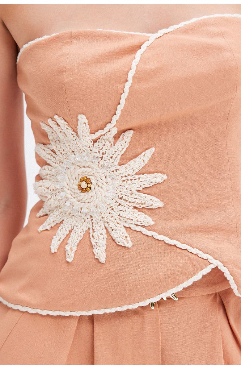 PatBO Tropic Linen Top, Alternate, color, Brown