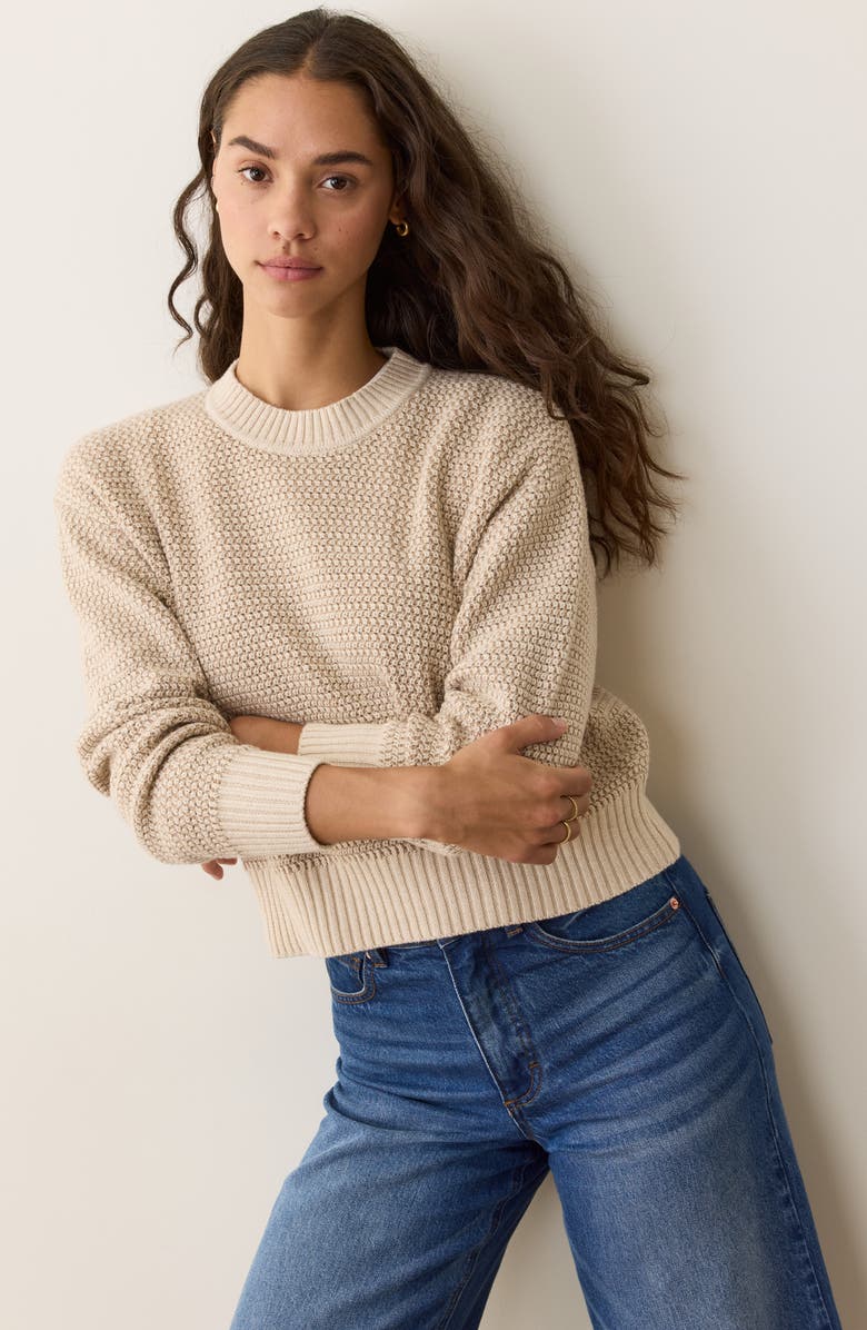 Marine Layer Robin Text Crewneck Sweater, Alternate, color, Almond