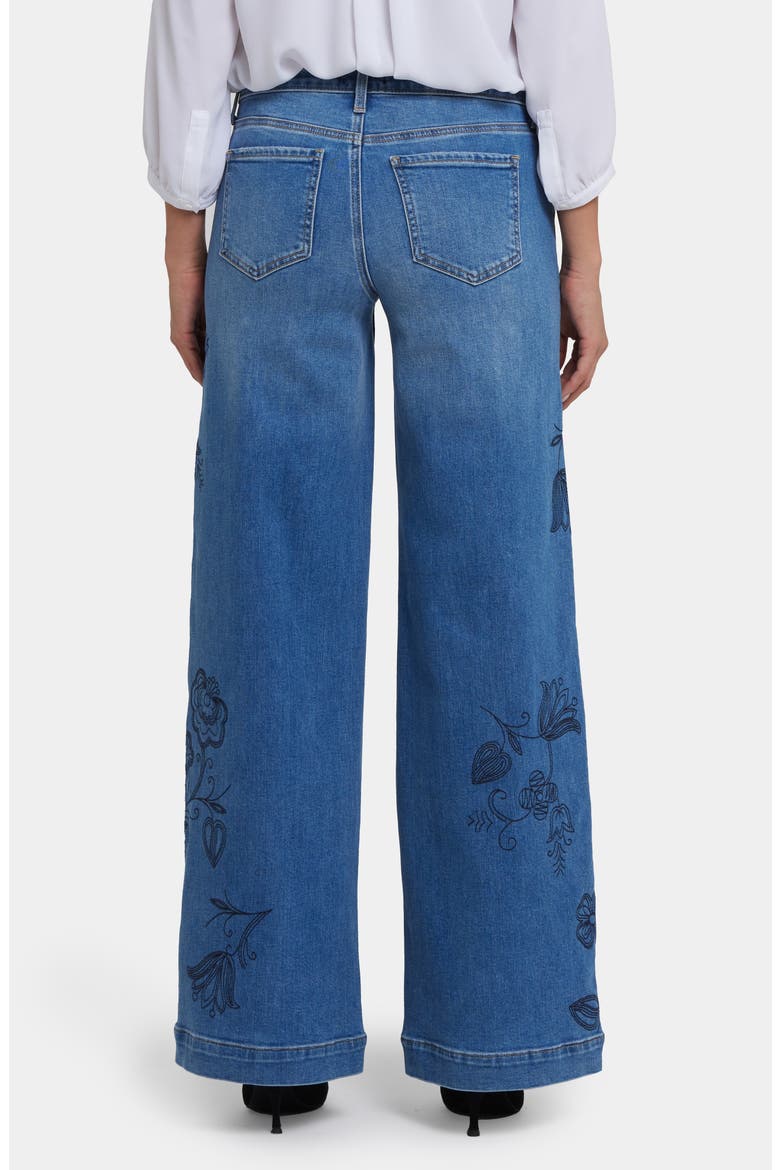 Teresa Floral Embroidered Wide Leg Jeans, Alternate, color, WATER CANYON