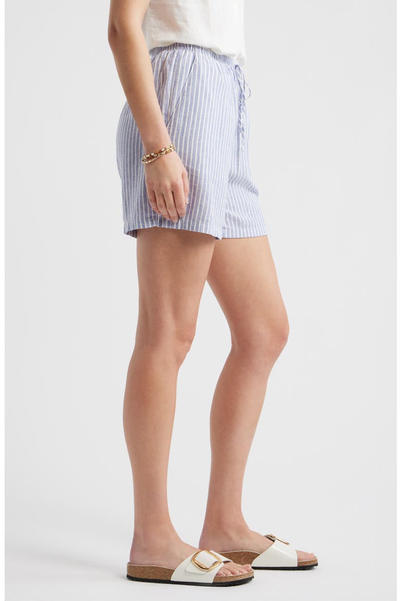 Easy Linen Blend Shorts, Alternate, color, BLUE- IVORY PENNY STRIPE